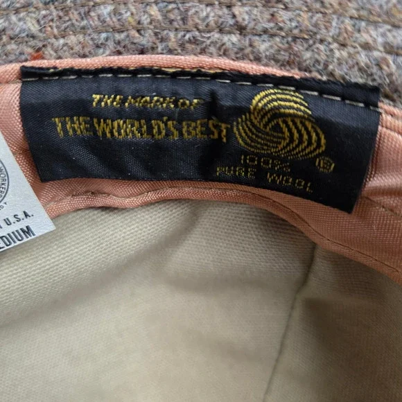 70s Vintage Brown Tweed Borsalino USA Union Made Casual Fedora Safari Wool Hat